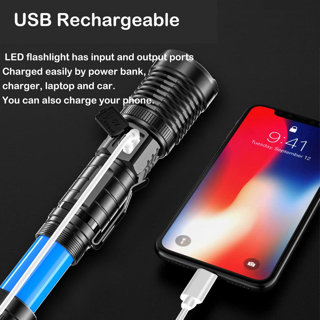 30000 Lumens Rechargeable LED Flashlight E3394