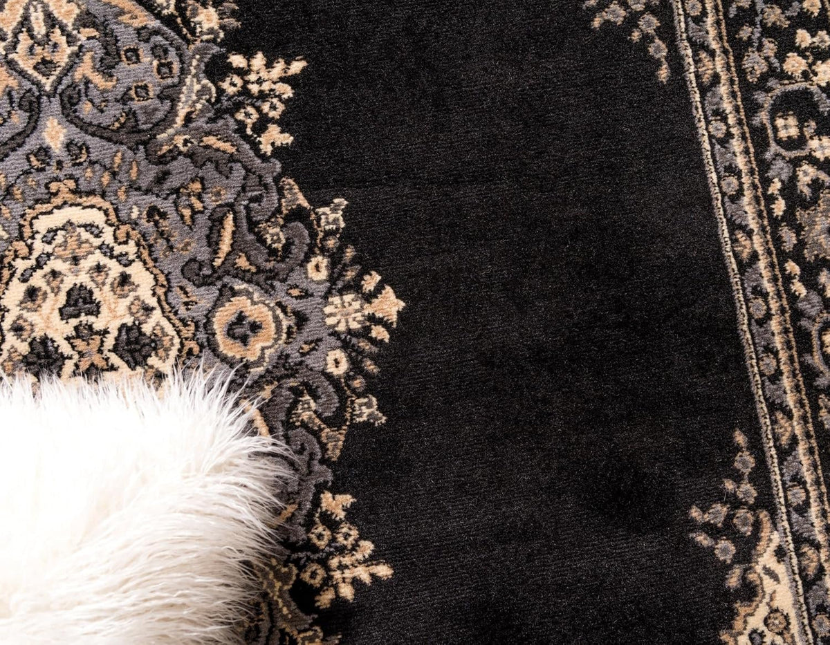 8 Ft Round Black Rug L18402
