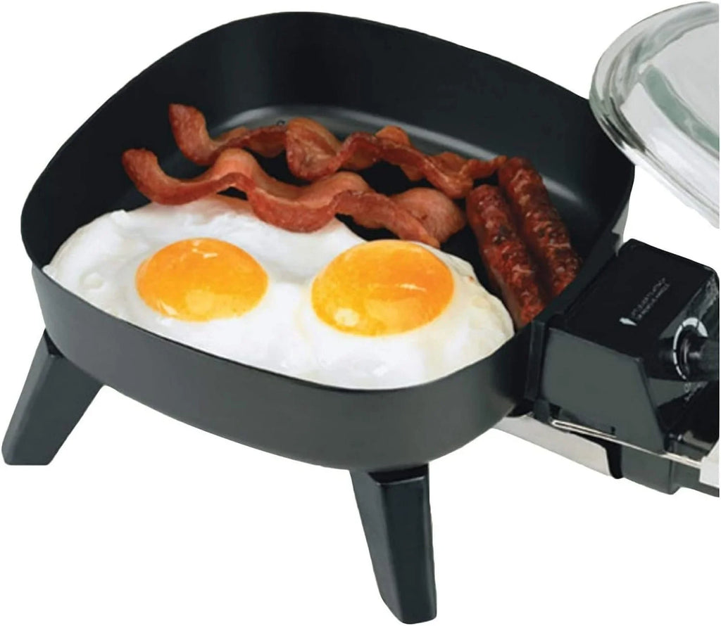 6" Non-Stick Electric Skillet with Glass Lid, Black Y32404