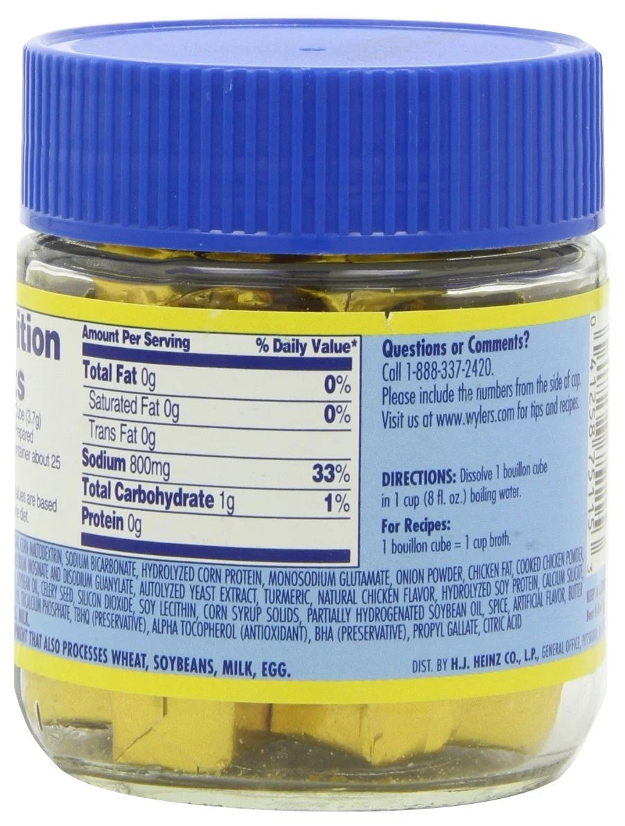 3.25 OZ Chicken Instant Bouillon Cubes Jar (Pack of 6) U803