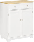 White Kitchen Sideboard with Solid Wood Top and Drawer H6793