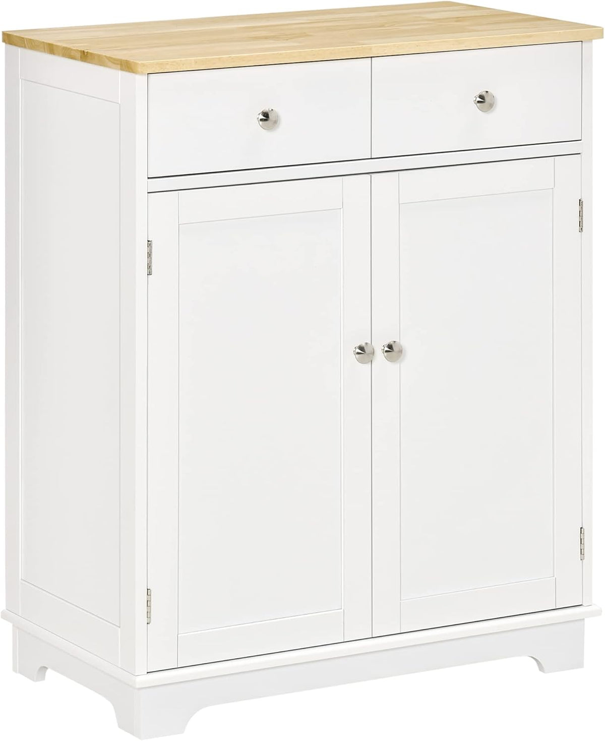 White Kitchen Sideboard with Solid Wood Top and Drawer H6793