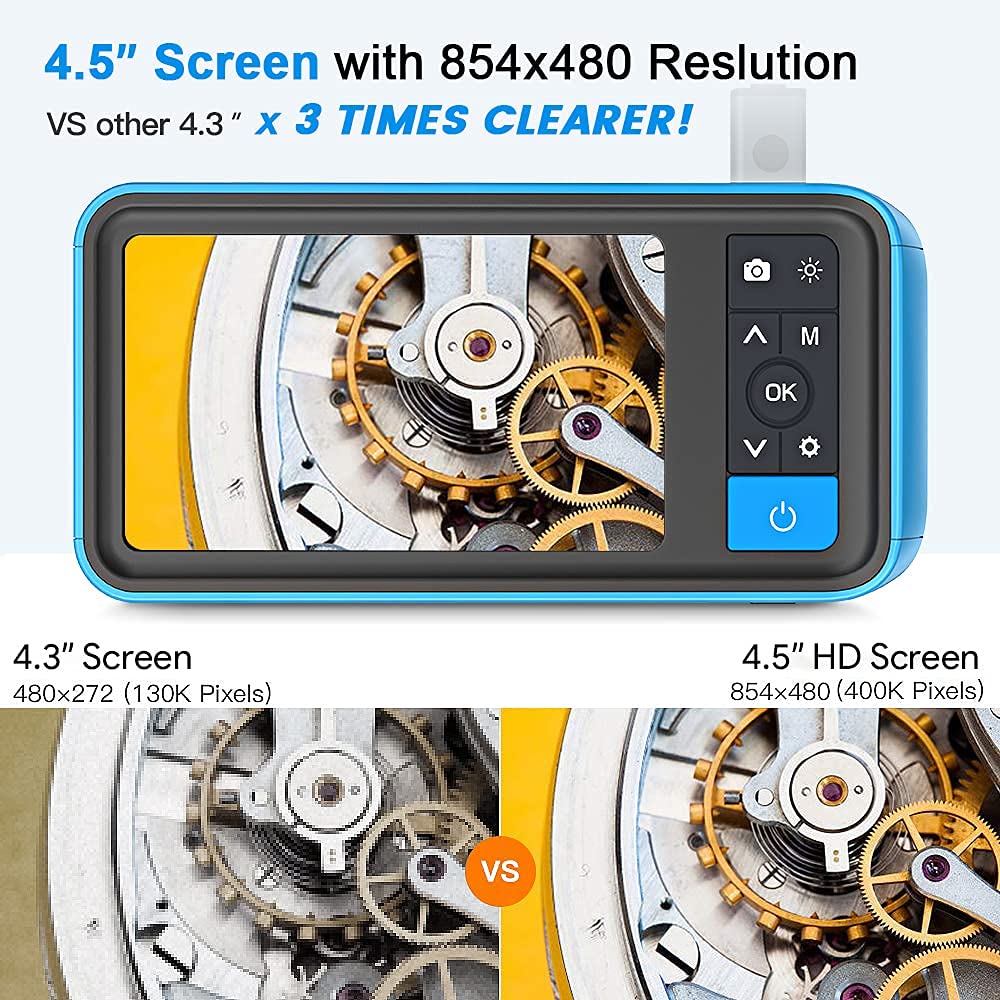 Dual Lens Borescope Inspection Camera with Light, HD 1080p Waterproof Endoscope, 16.4ft Flexible Cable B44720