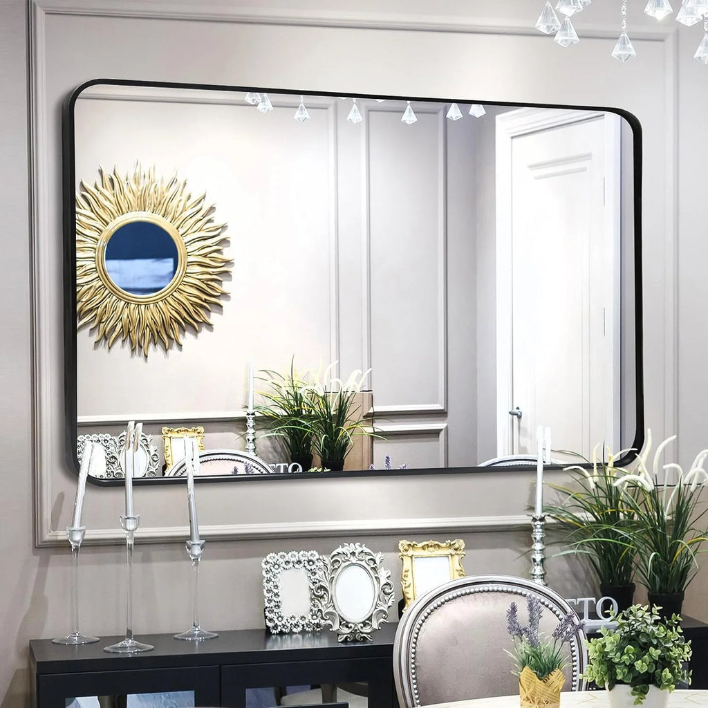 Black 30x48 Rectangular Metal Framed Wall Mirror N946852