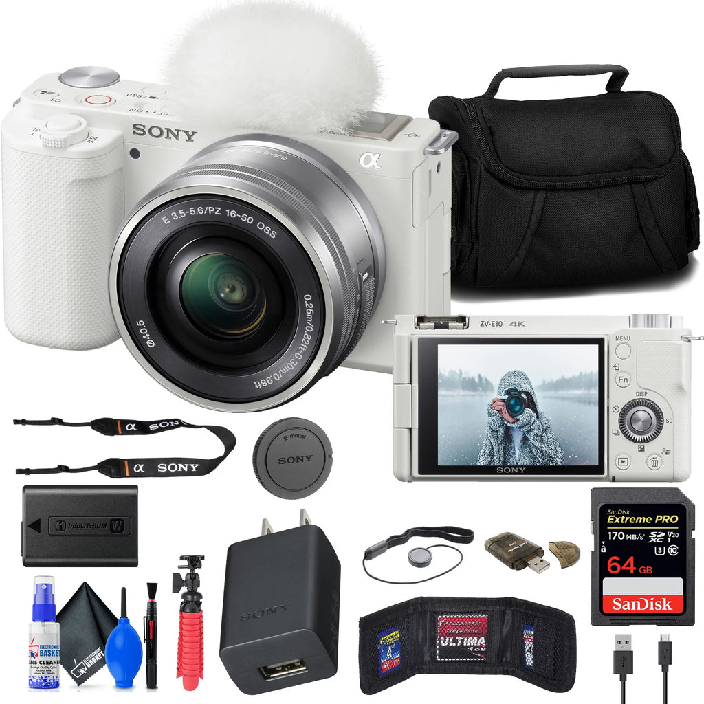 White Mirrorless Camera with 16-50mm Lens Q243195