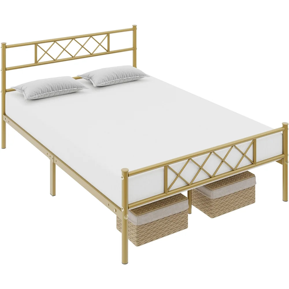 White Twin Metal Bed Frame with Headboard & Footboard O66954