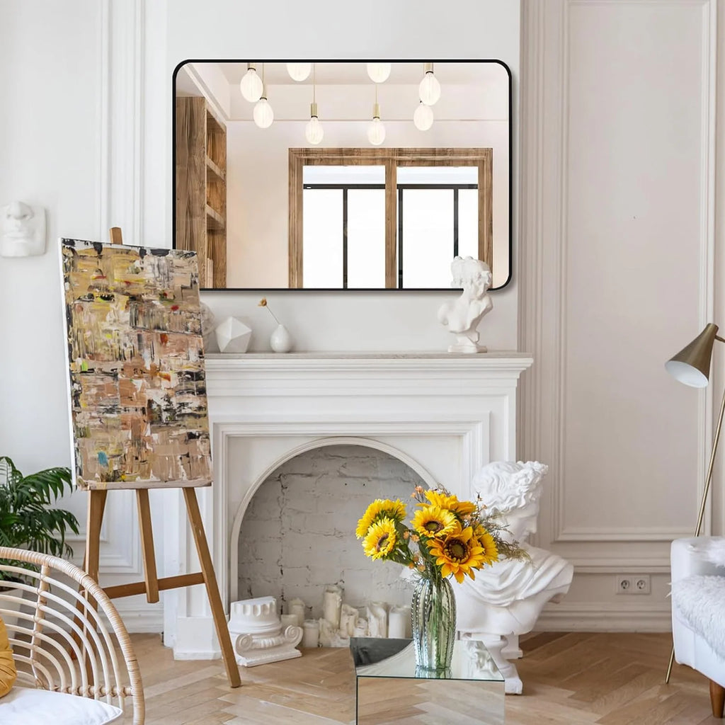 Black 30x48 Rectangular Metal Framed Wall Mirror N946852