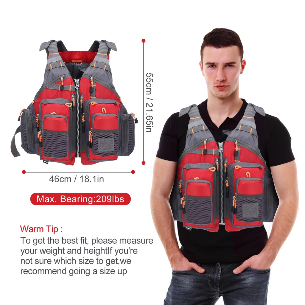 209lb Breathable Padded Polyester Mesh Fishing Life Vest V292054