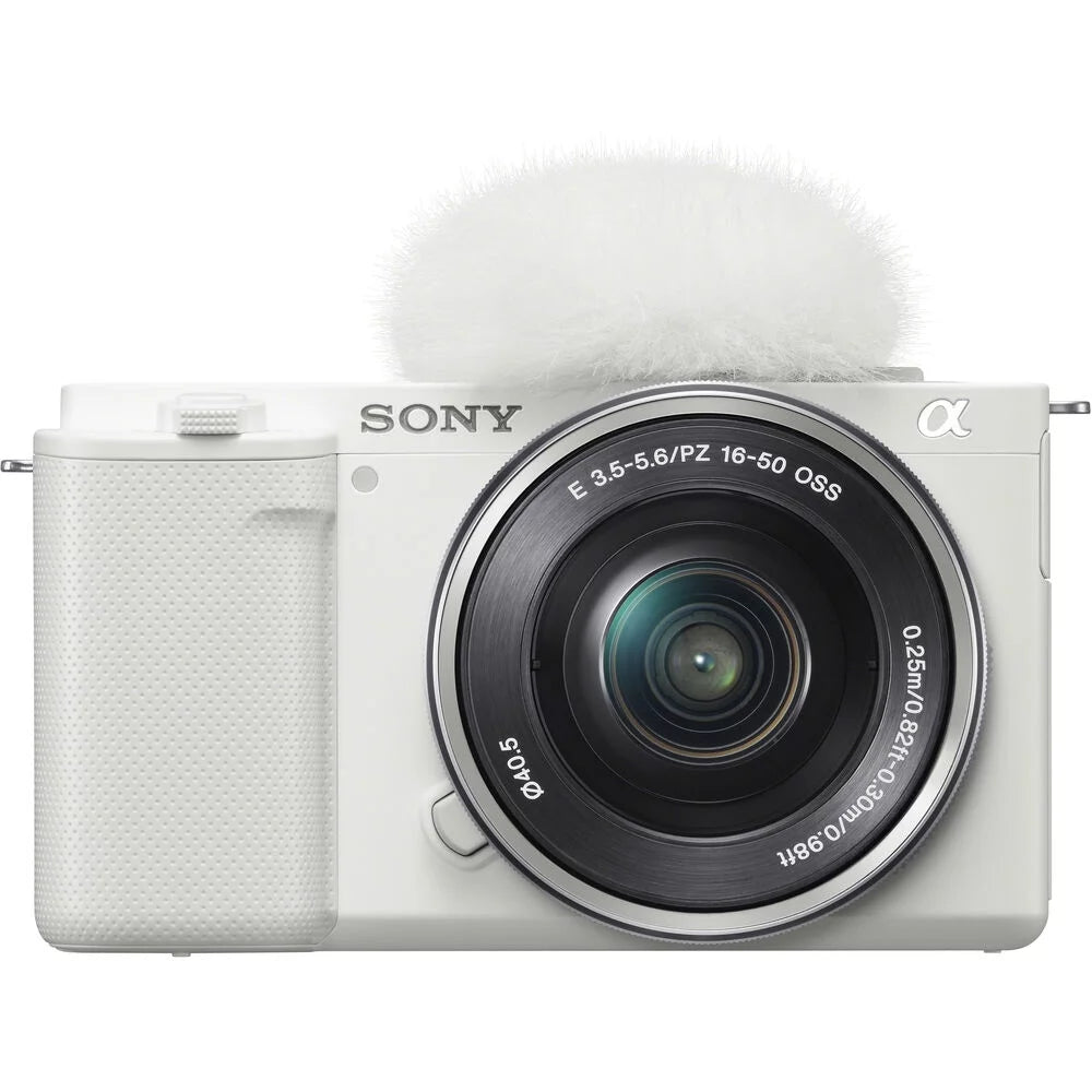 White Mirrorless Camera with 16-50mm Lens Q243195
