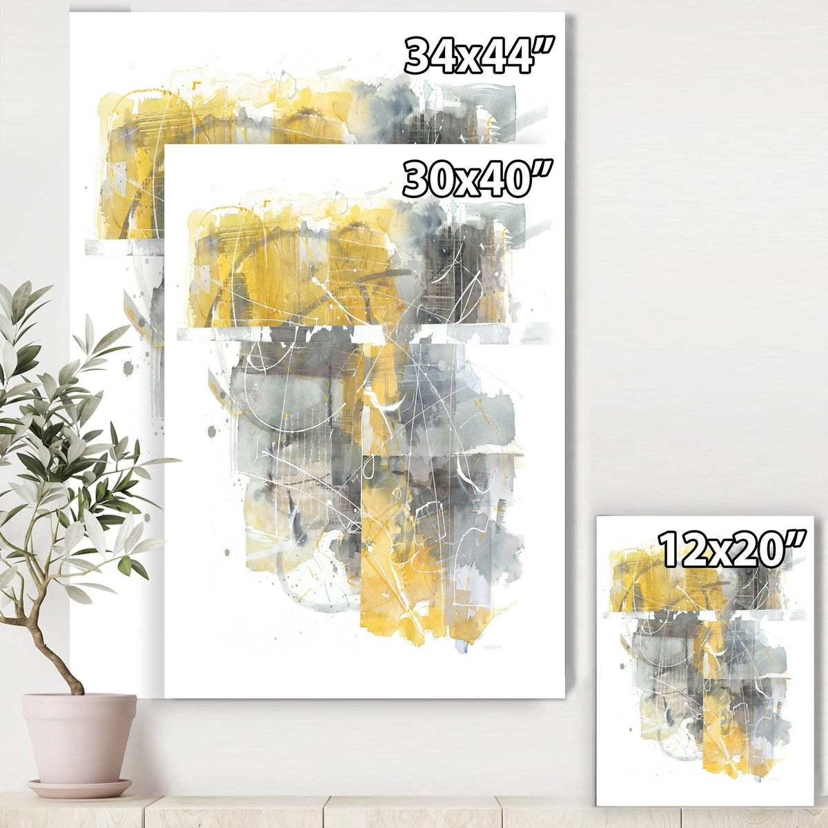 Geometric Canvas Artwork Print - Grey - 24 in. Wide x 32 in. High D51116