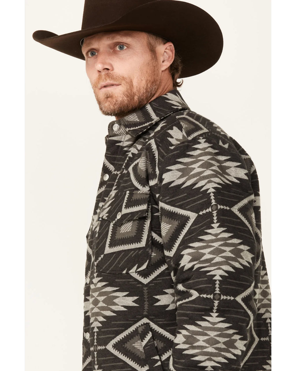 Black Lined Snap Shirt Jacket L5312