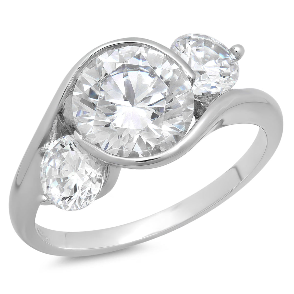 18K White Gold Three-Stone Diamond Engagement Ring C346258