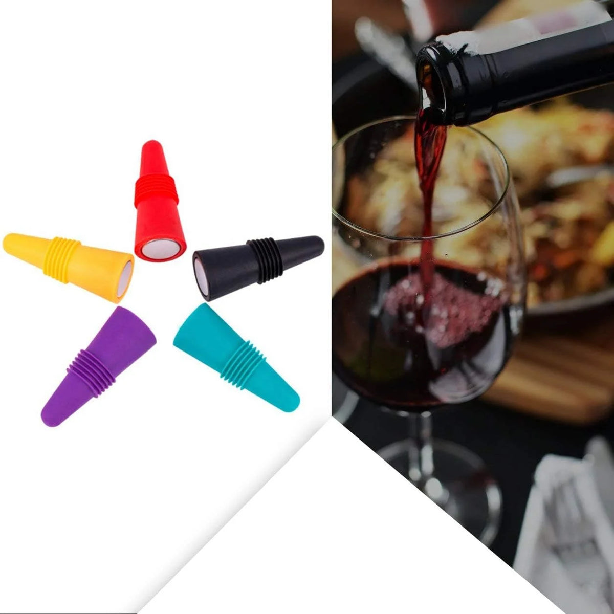 Silicone Stainless Steel Wine Bottle Stopper P6451