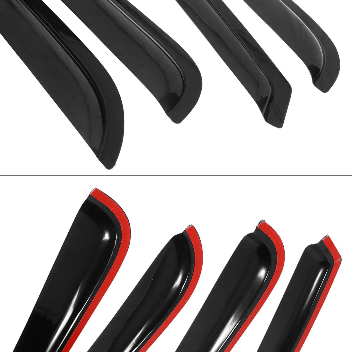 Window Visor Compatible With 2001-2006 Chevy Silverado GMC Sierra Crew Cab, Slim Style Acrylic Smoke Tinted 4PCS Sun Rain Shade Guard Wind Vent Air Deflector by IKON MOTORSPORTS, 2002 2003 2004 2005 Pack of 2 K20389