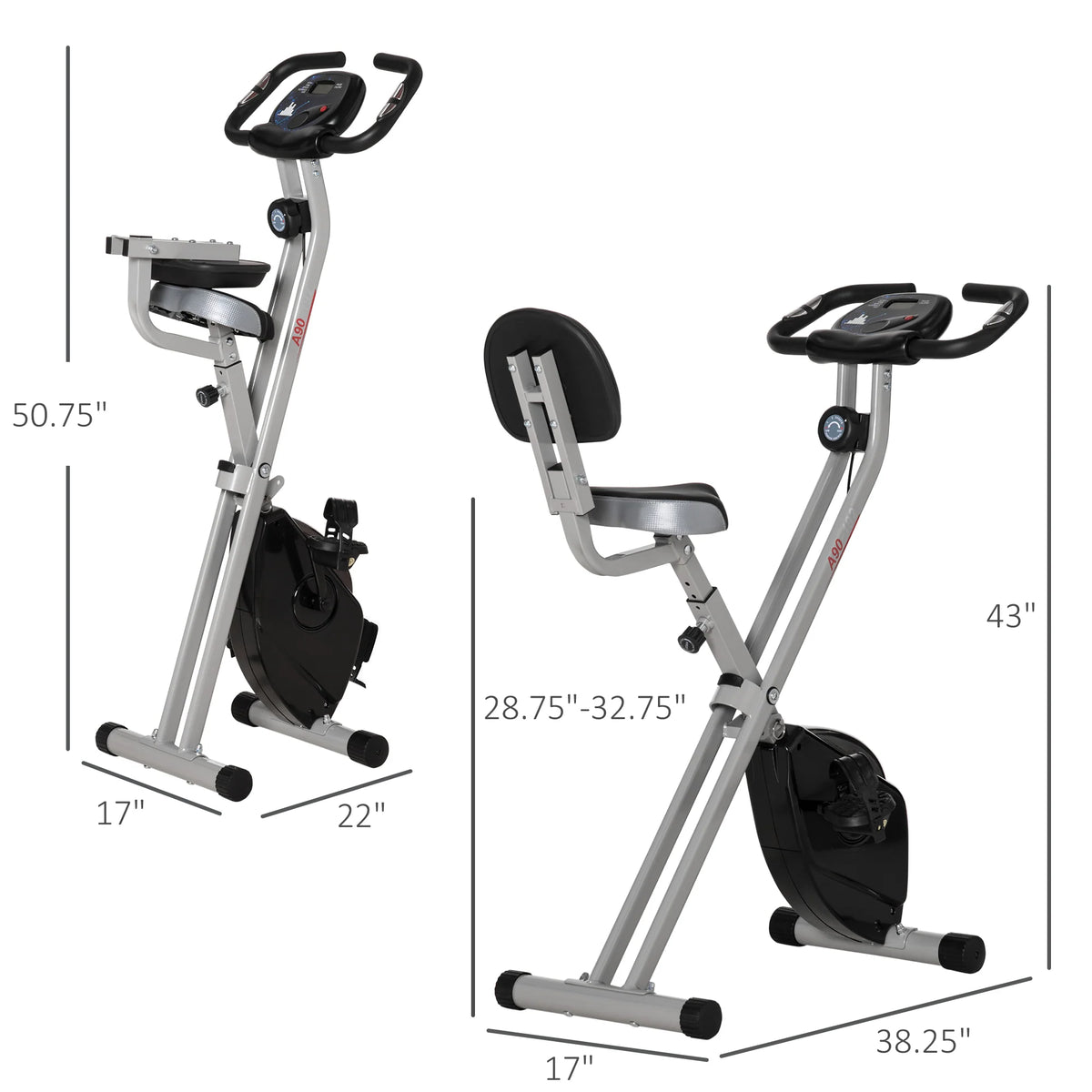 Folding Upright Stationary Indoor Bike with 8 Levels of Magnetic Resistance L143924