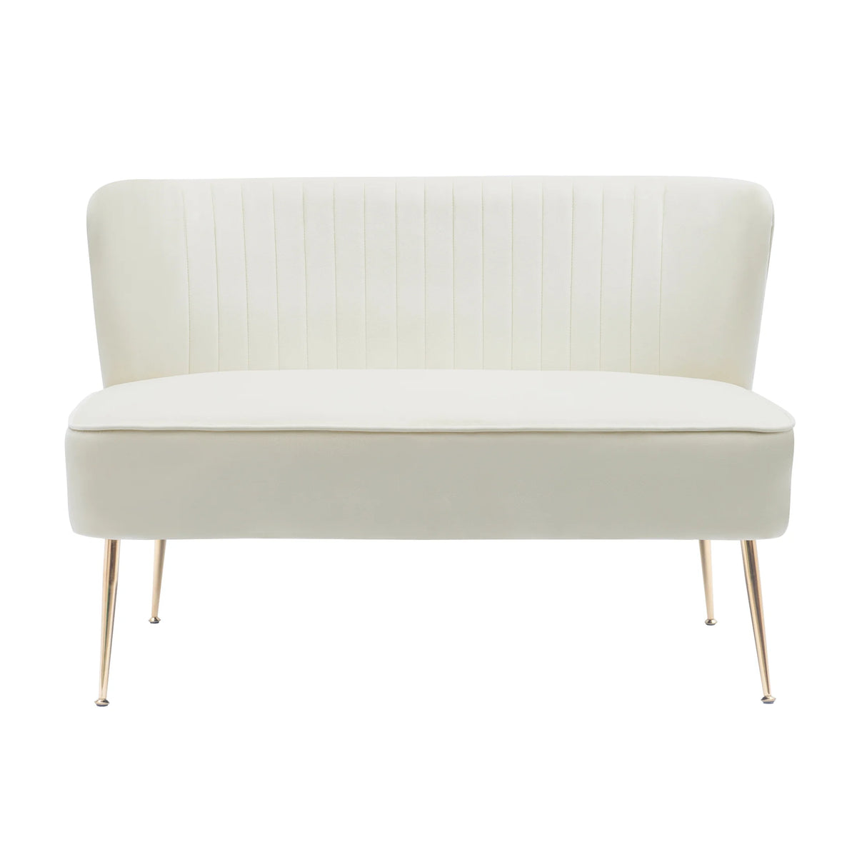 46" Wide Ivory Velvet Upholstered Love Seat Sofa Y189783