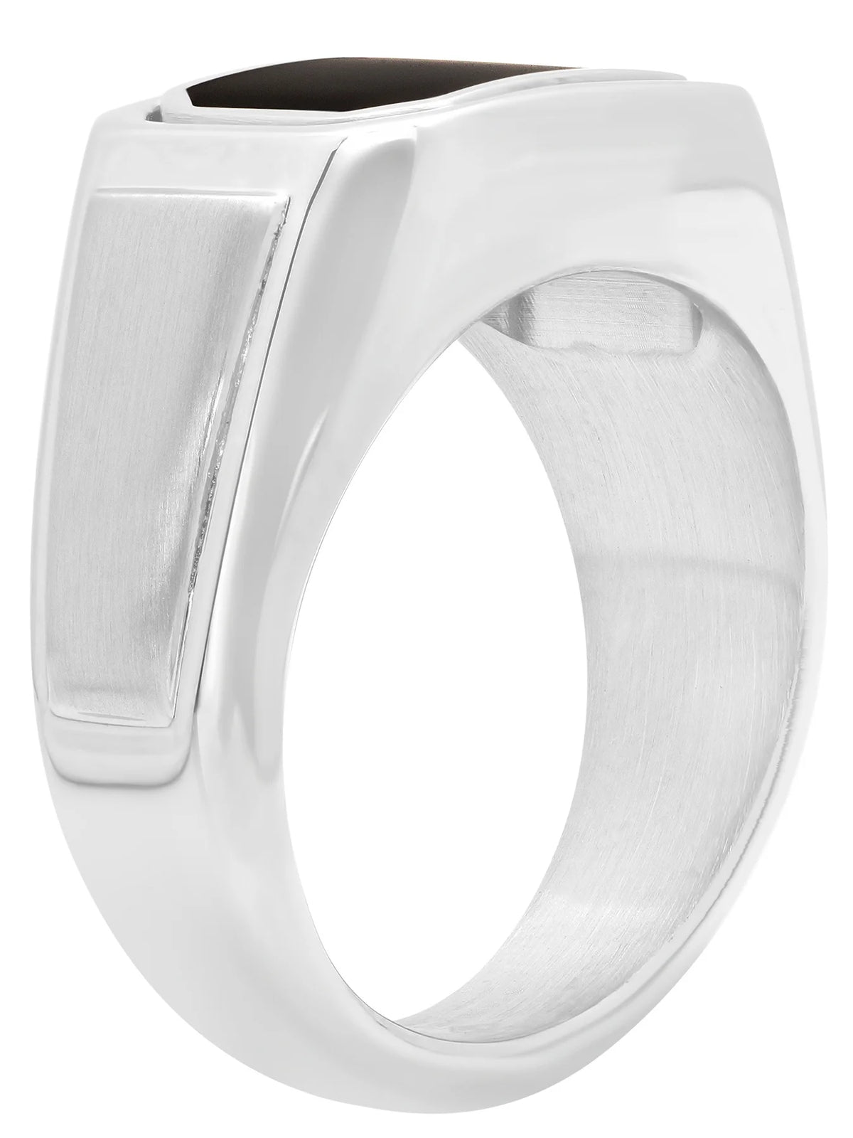 Mens Stainless Steel Black Reversible Fashion Ring W3278