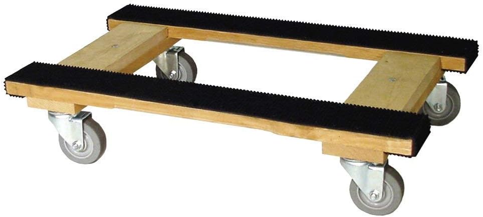 Heavy Duty American Oak Furniture Dolly 4 Wheels with Full Length Rubber Tread Dual Rail 18 X 30 with 4 Inch CASTERS O254788