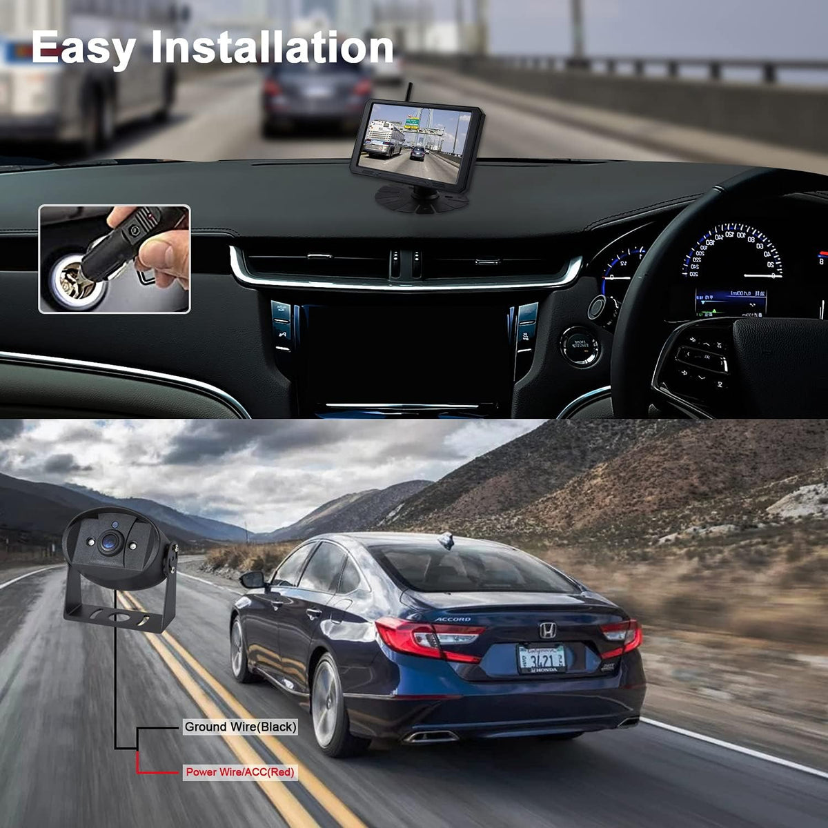 720P 7 Inch Digital Wireless Backup System Kit with 2 Rear View Camera Inputs K34385