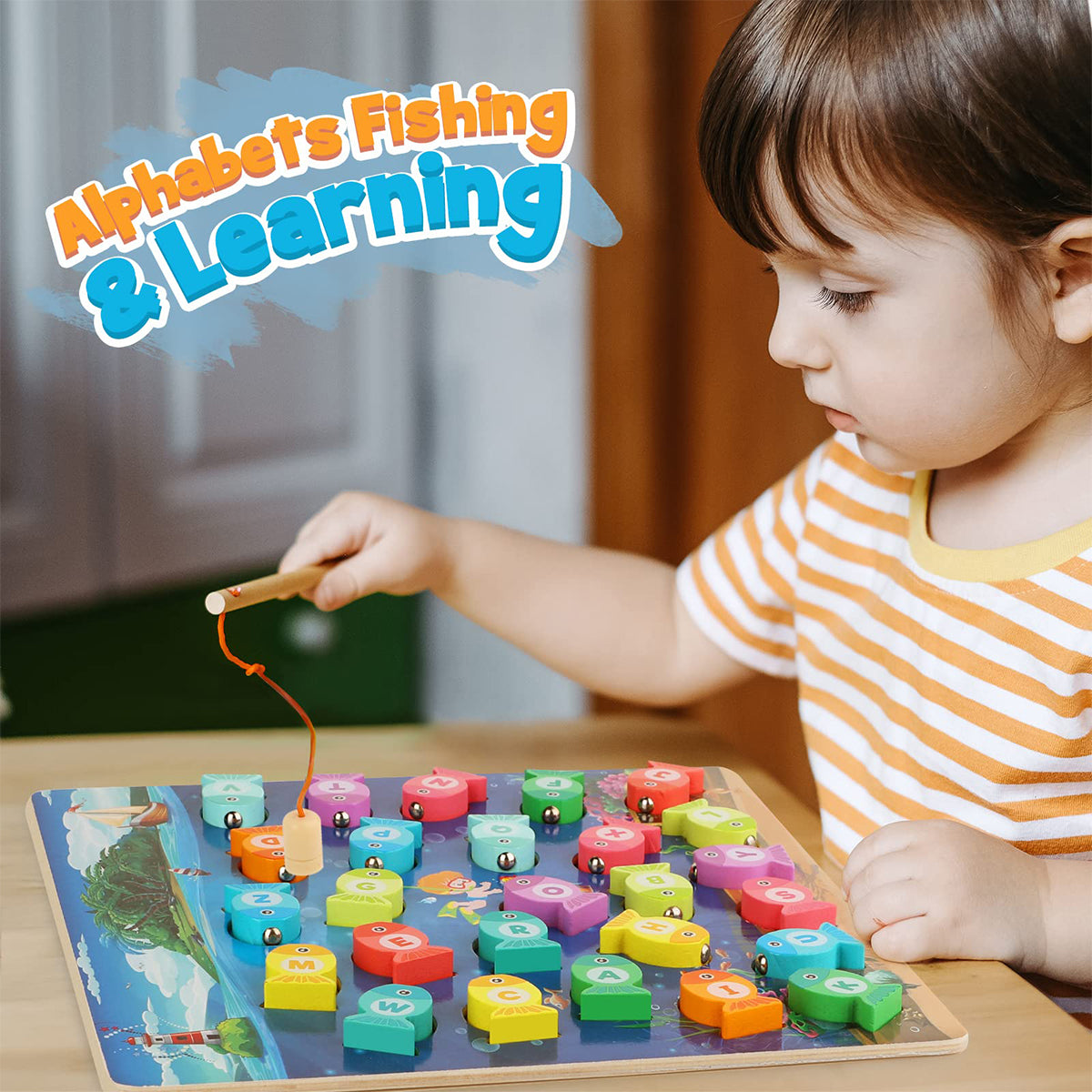 Magnetic Wooden Fishing Game Toy with Letters S1770
