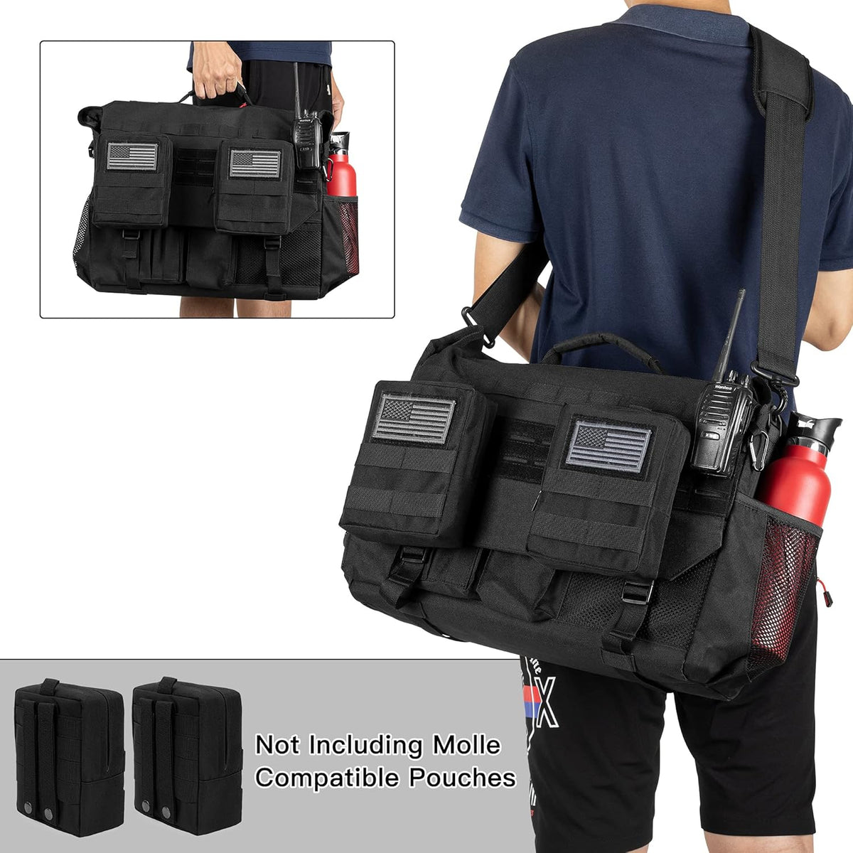 Black Patrol Bag with Molle Webbing L525