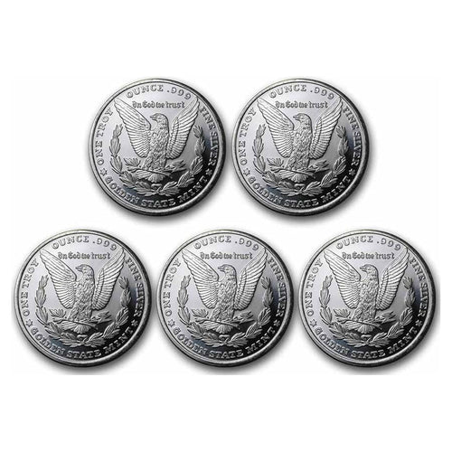 1 oz Silver Round Morgan Dollar Design Lot of 5 M4771