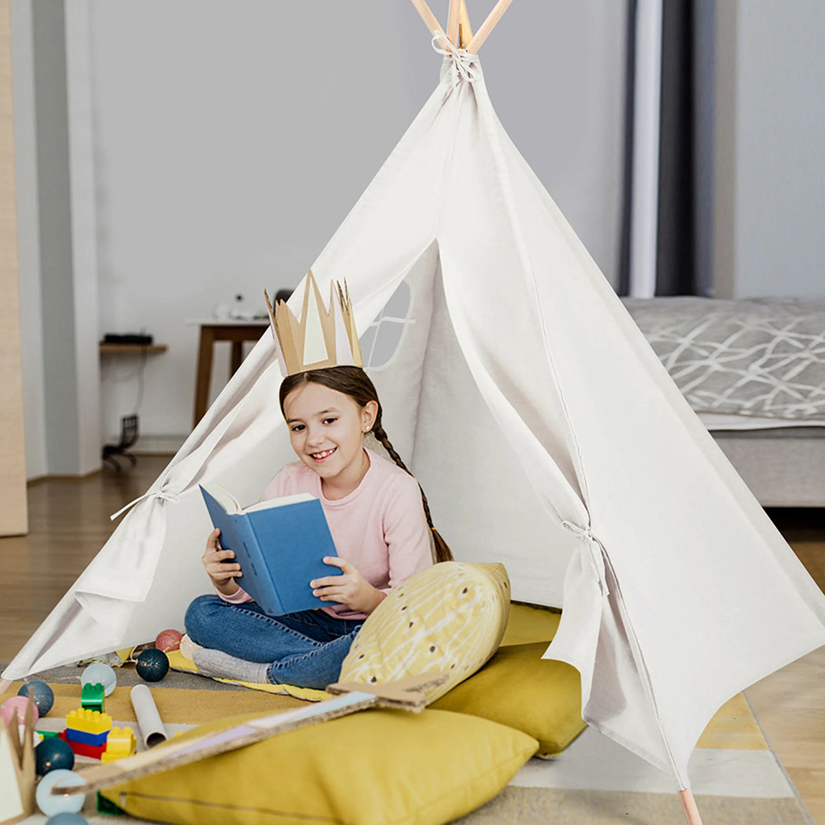 Canvas Teepee Tent for Kids H367426