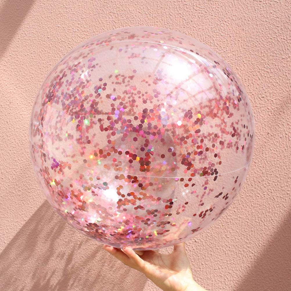 4 Pcs Glitter Ball and Pump Set Round Outdoor Indoor Pool Game Play Toy Golden Sequin Beach Ball Q489615