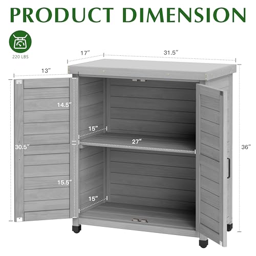 Outdoor Storage Cabinet & Potting Bench Table with Metal Top F408566