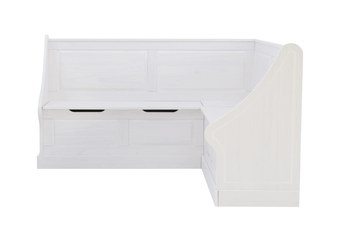White Wood Corner Dining Bench with Storage H950604