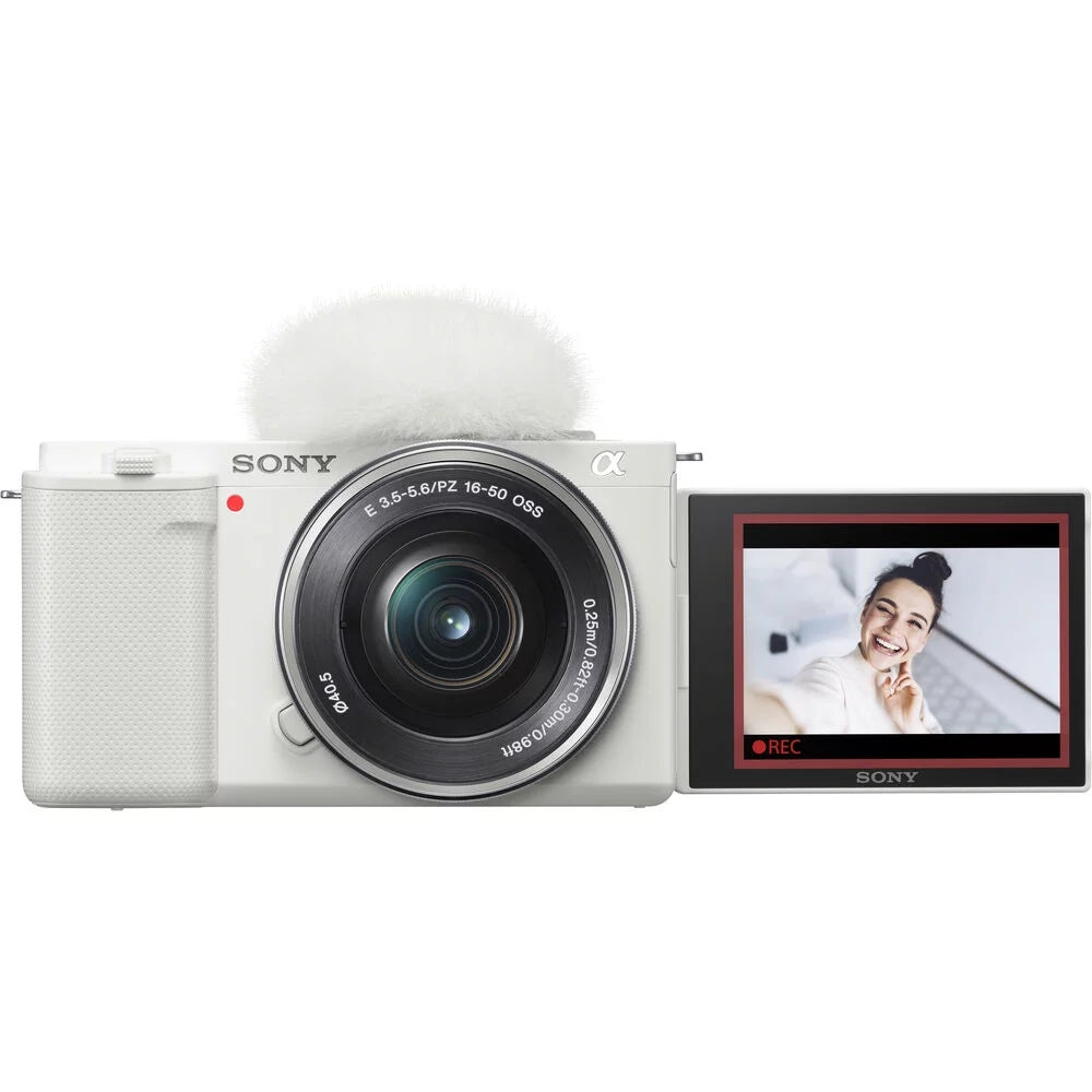 White Mirrorless Camera with 16-50mm Lens Q243195