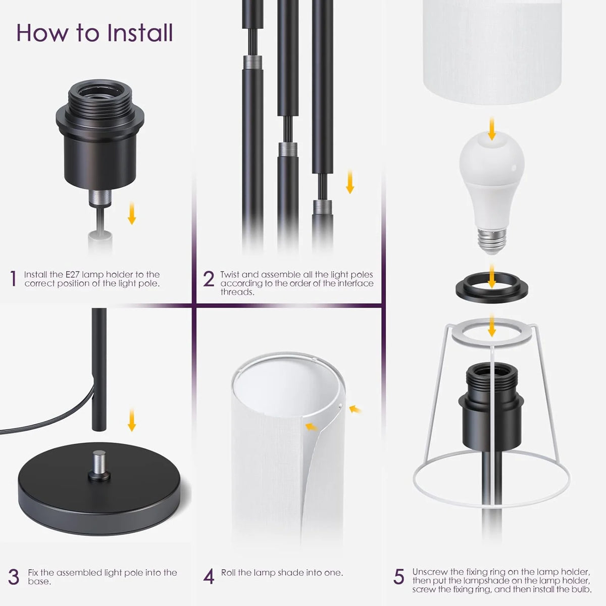 RGB Smart LED Floor Lamp with White Lampshade O892409
