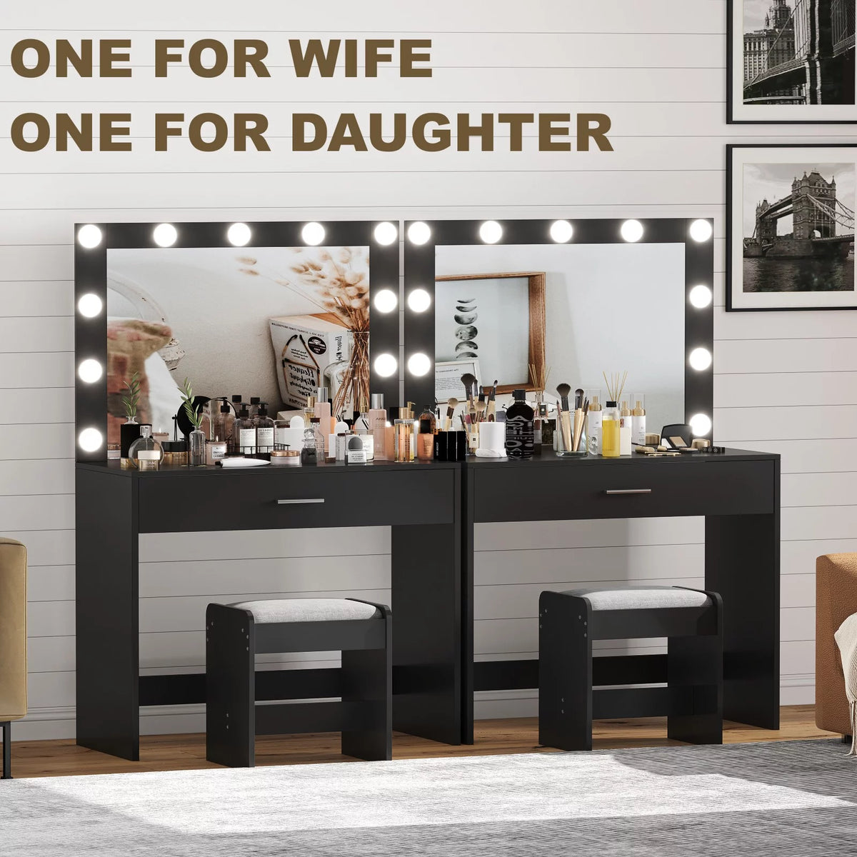 Black Makeup Vanity Table with Mirror Y41753