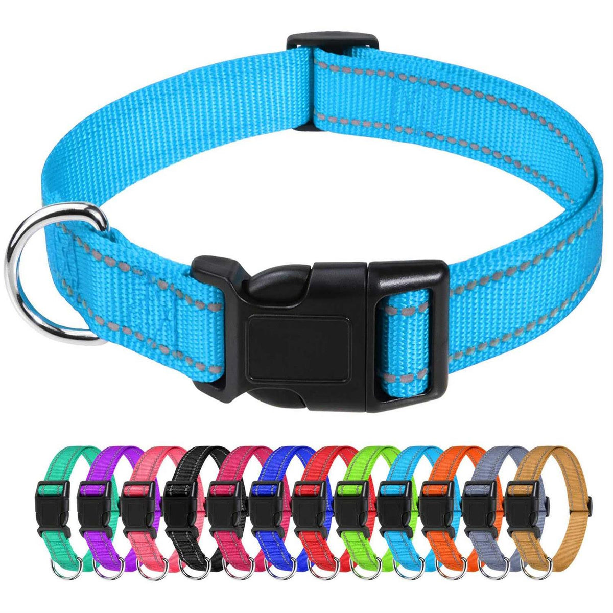 Reflective Nylon Adjustable Dog Collar with Quick Release Buckle F676