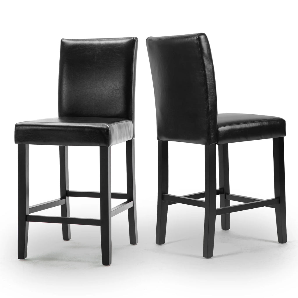 Black PU Leather Bar Stools, Set of 2 V988070