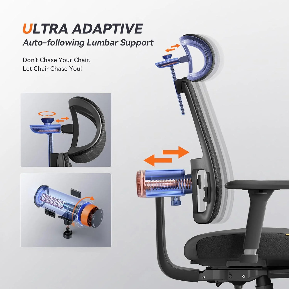 Ergonomic Chair with Footrest, High Back Desk Chair with Lumbar Support, Headrest, 4D Armrest, Adjustable Seat A13753