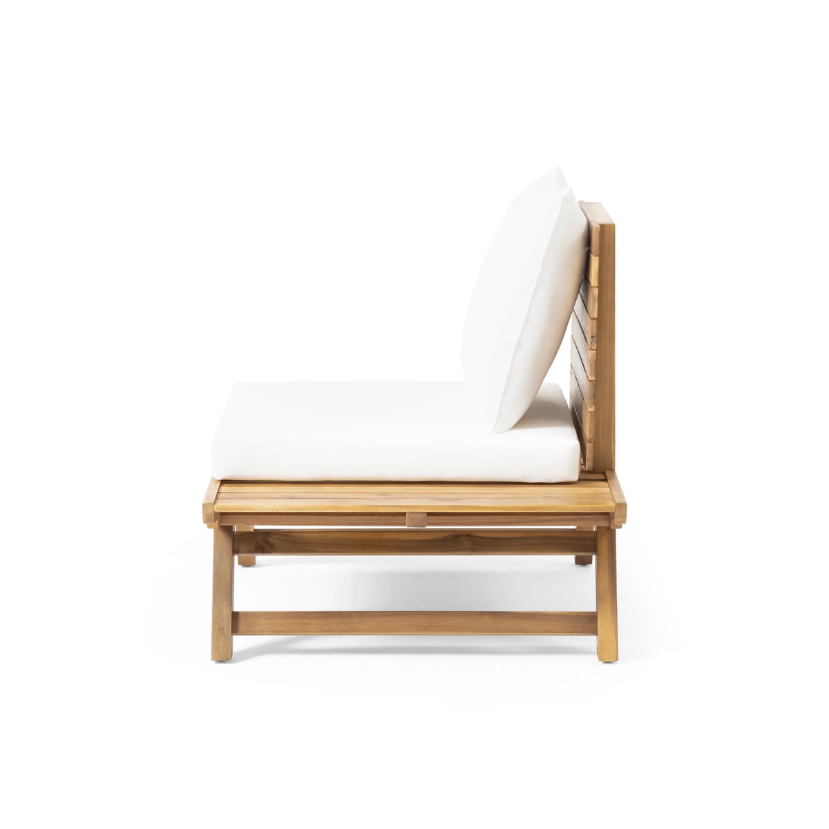 White Outdoor Wood Club Chair with Cushion Set of 2 P8033