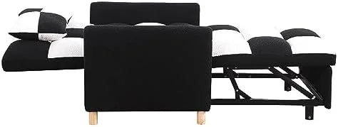 Beige Convertible Sleeper Chair Bed with Pillow Y487478