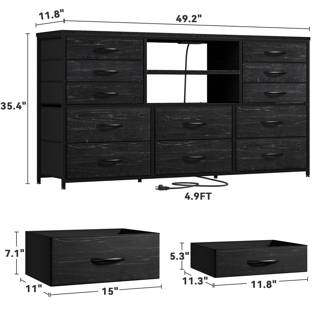 White 12 Drawer Fabric Dresser P716844