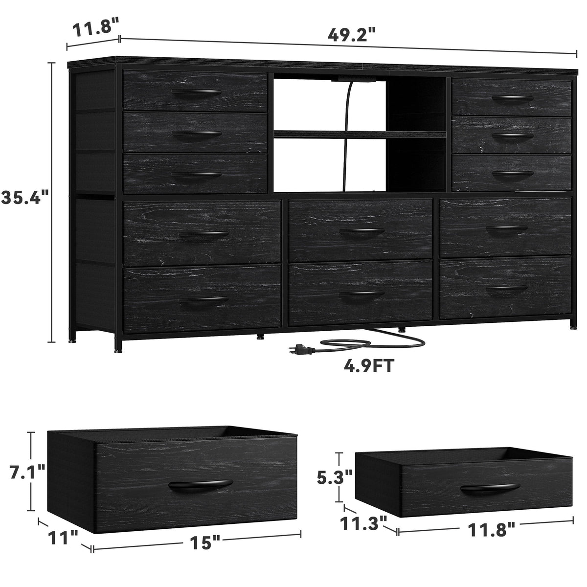 White 12 Drawer Fabric Dresser P716844