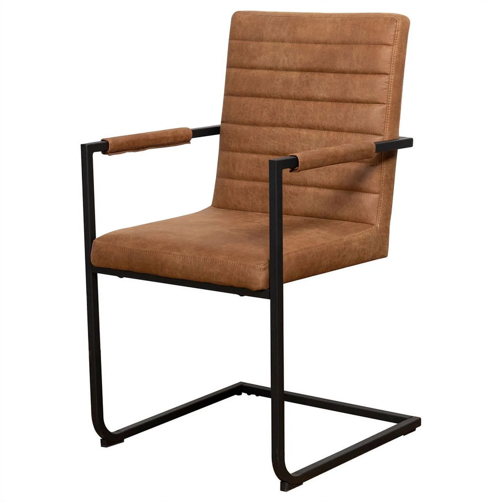 Brown and Black Faux Leather Arm Chair L31814