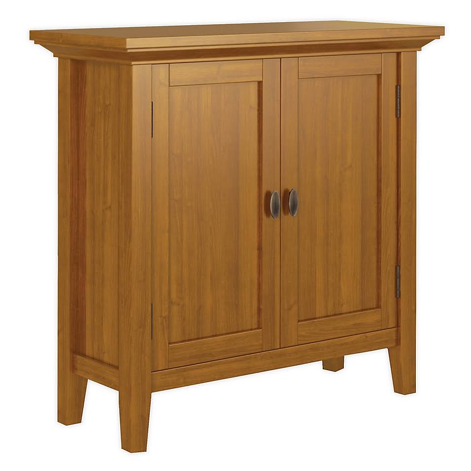 Solid Wood Low Storage Cabinet in Light Golden Brown L572