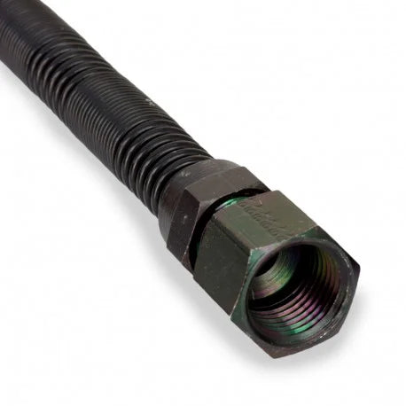 24" Black Stainless Steel Gas Fireplace Connector, 1/2" MIP x 1/2" FIP, 3/8" ID N31112