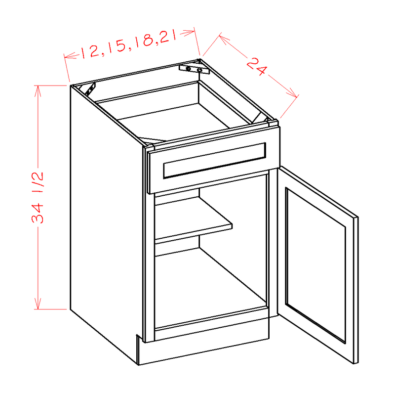 1 Door 1 Drawer 1 Shelf Base Cabinet High-Density Fiberboard K84971