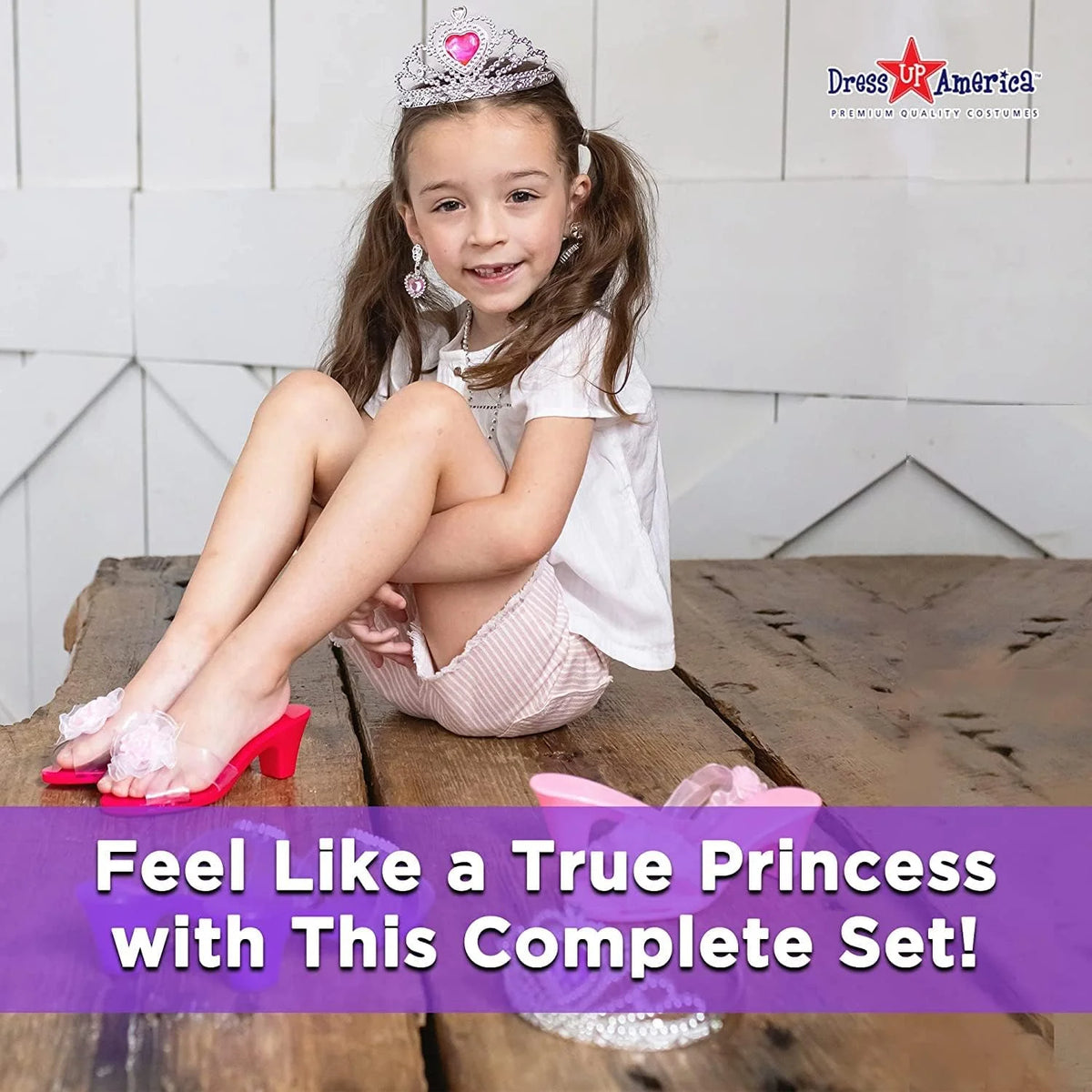 Princess Dress Up Set with Shoes, Crown & Jewelry D2417