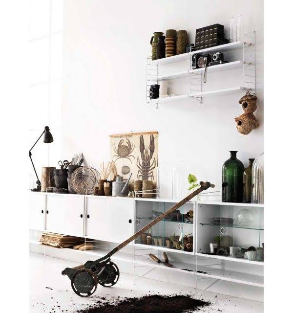 White String Display Cabinet with Sliding Glass Doors R519809