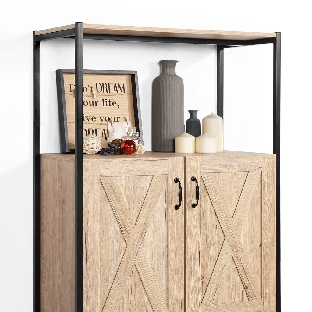 47" Oak Storage Cabinet with Hutch C21449