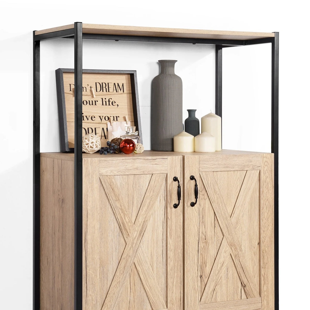 47" Oak Storage Cabinet with Hutch C21449