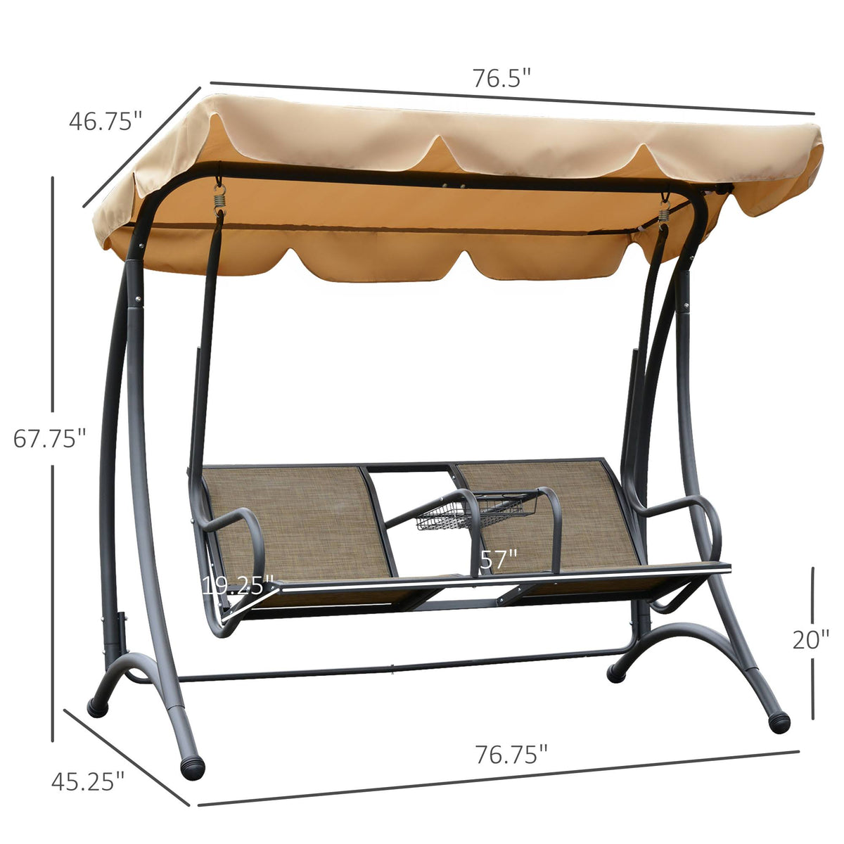 Covered Porch Canopy Swing Bench Chair with Stand Z3999
