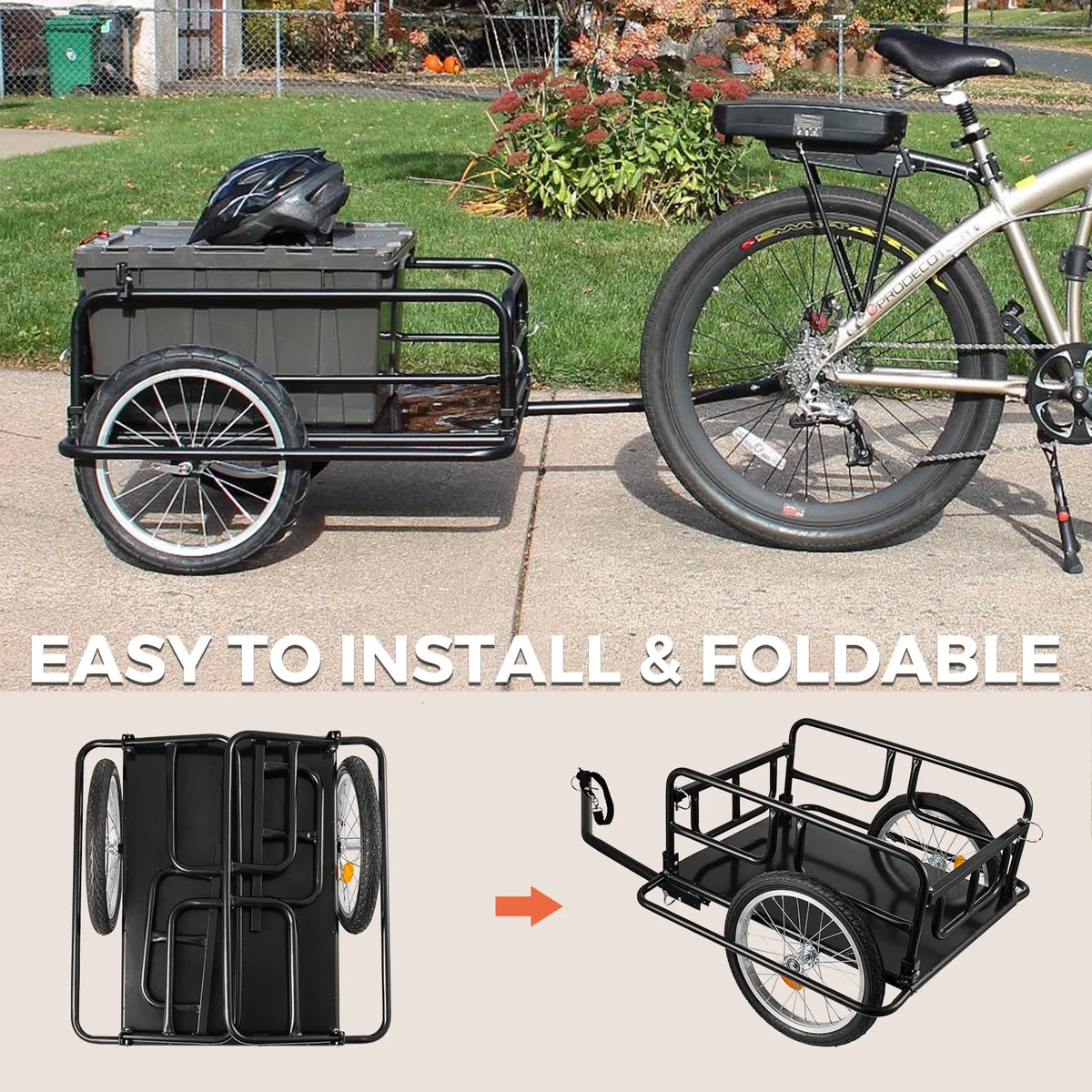 Foldable Bike Cargo Trailer with 16'' Wheels I7417
